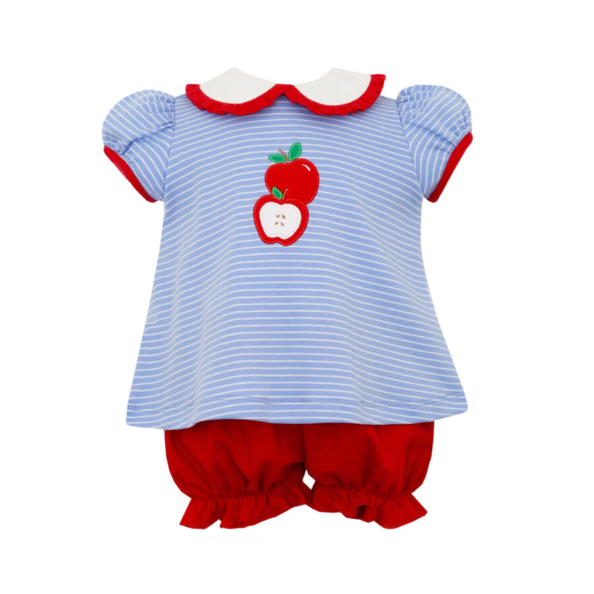 Apple Periwinkle Blue Knit Stripe Bloomer Set