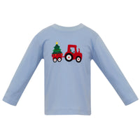 Tractor and Trees Blue Knit T-Shirt