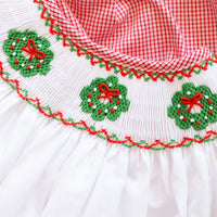 Holiday Wreath Red Check Bloomer Set