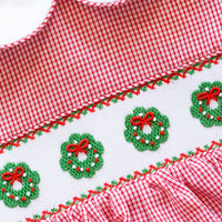 Holiday Wreath Red Check Dress