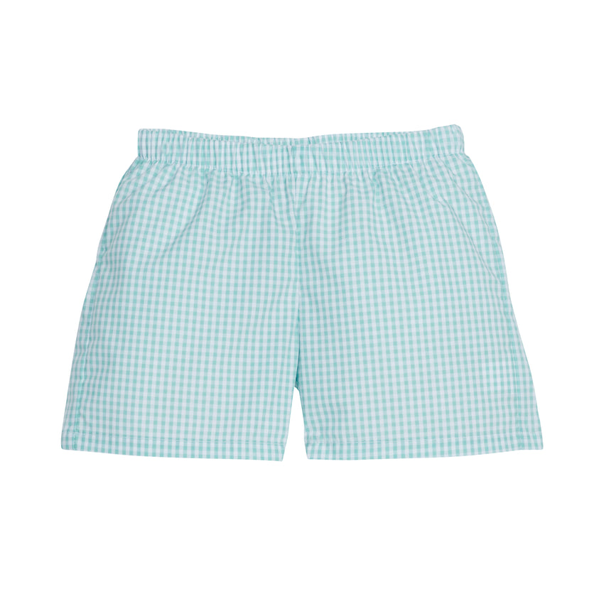 Aqua Gingham Basic Shorts