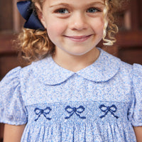 Blue Vinings Bow Smocked Peter Pan Dress