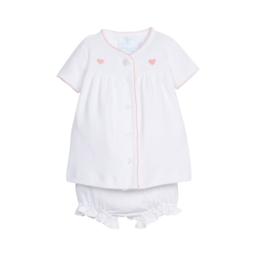 Heart Pinpoint Layette Knit Set