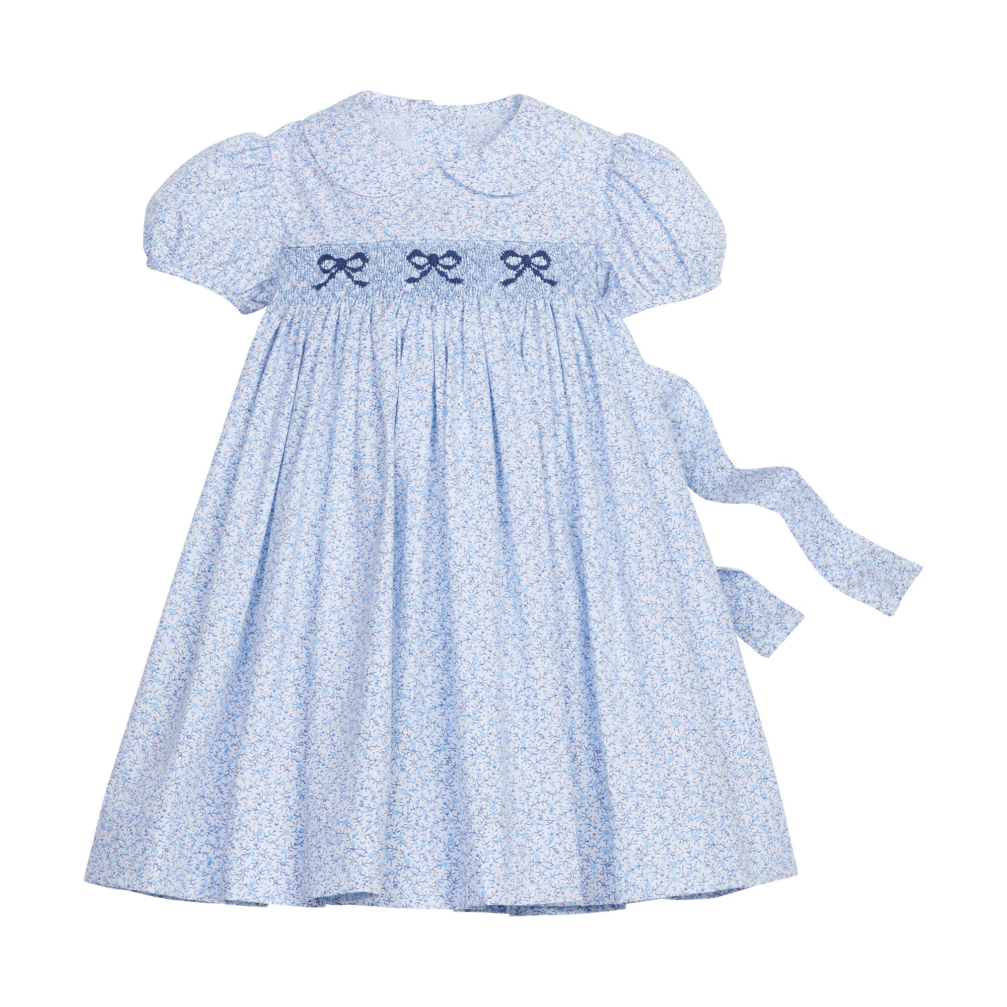 Blue Vinings Bow Smocked Peter Pan Dress