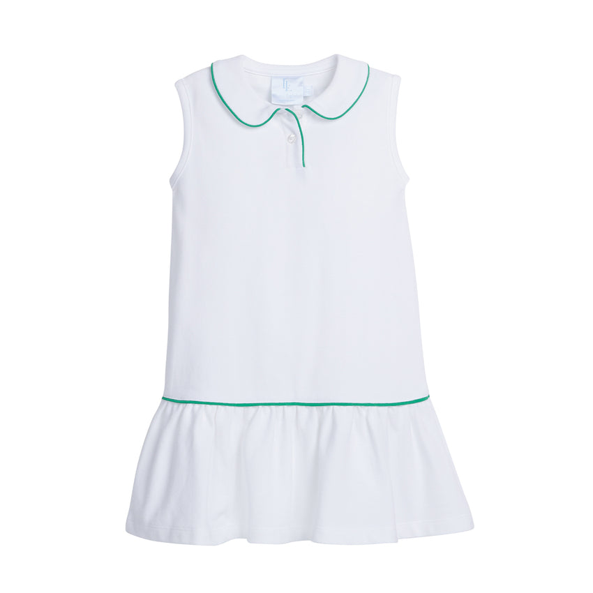 Sleeveless Polo Dress White & Green