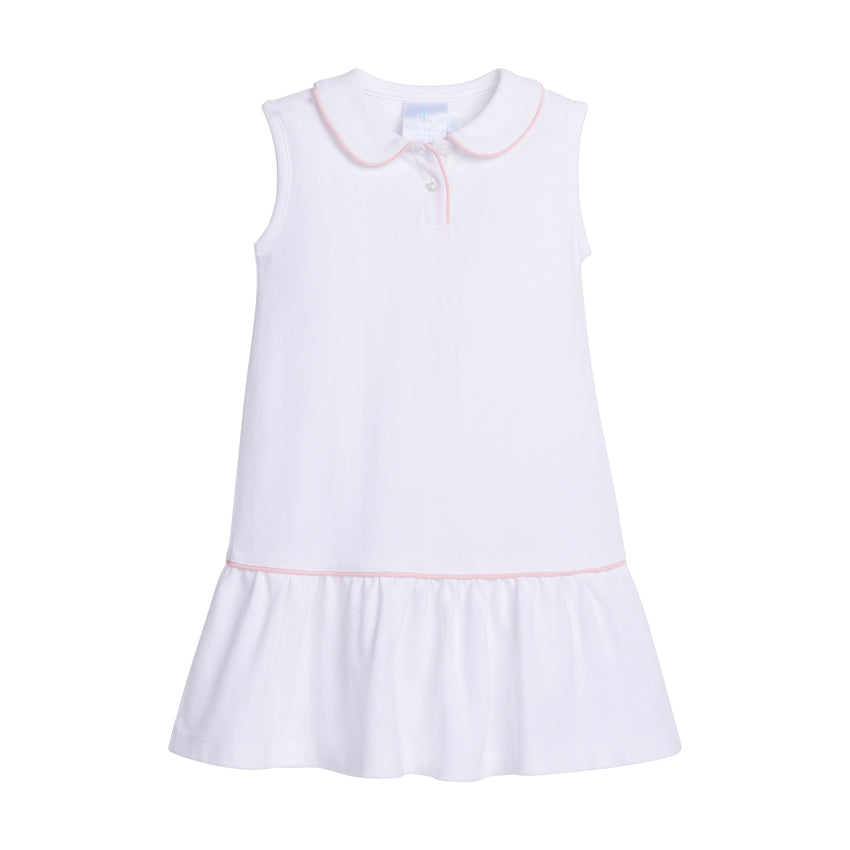 Sleeveless Polo Dress White & Light Pink