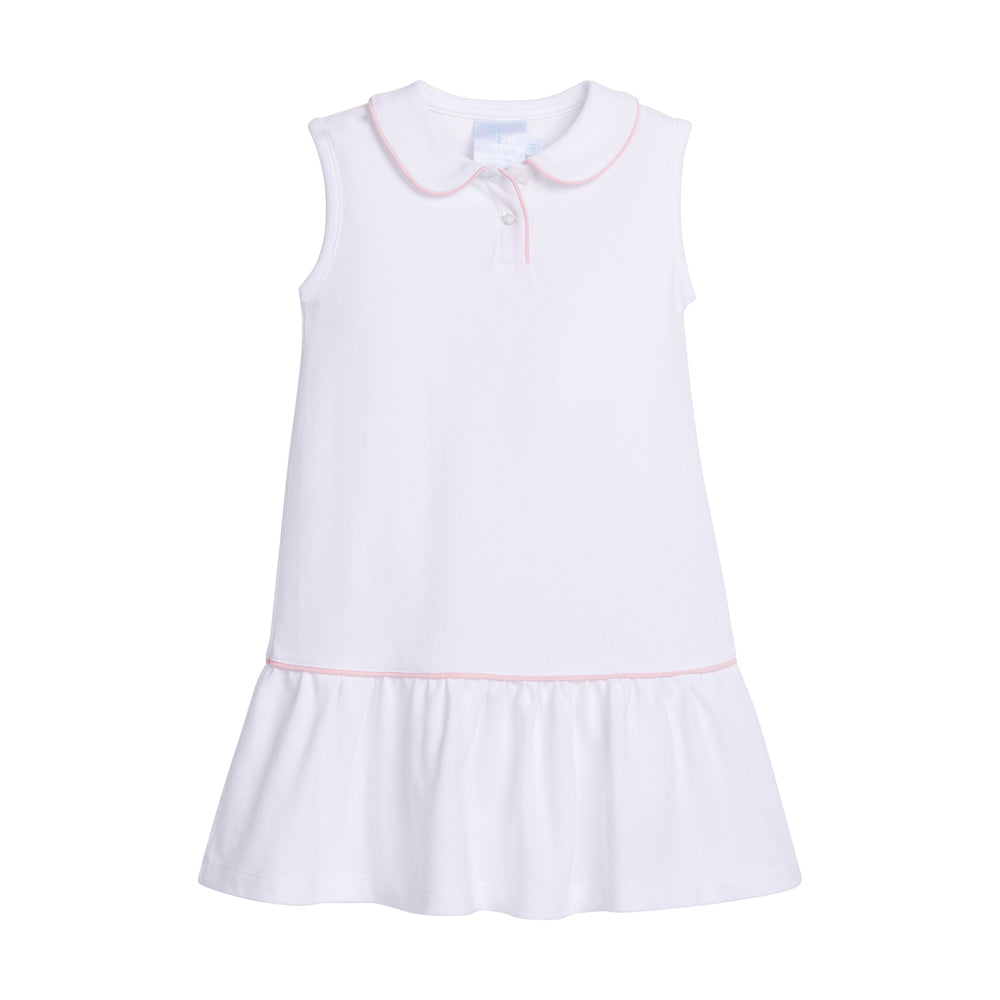 Sleeveless Polo Dress White & Light Pink