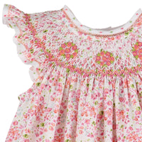 Berry Bouquet Smocked Bishop Dress in Fuschia