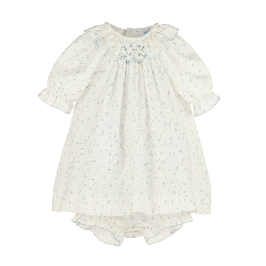 Blue Tiny Floral Smock Bishop