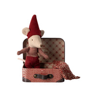 Baby Christmas Mouse in Suitcase