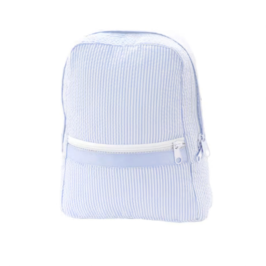 Personalized Baby Blue Seersucker Backpack