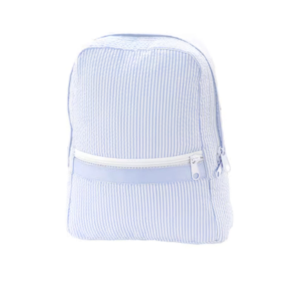 Personalized Baby Blue Seersucker Backpack