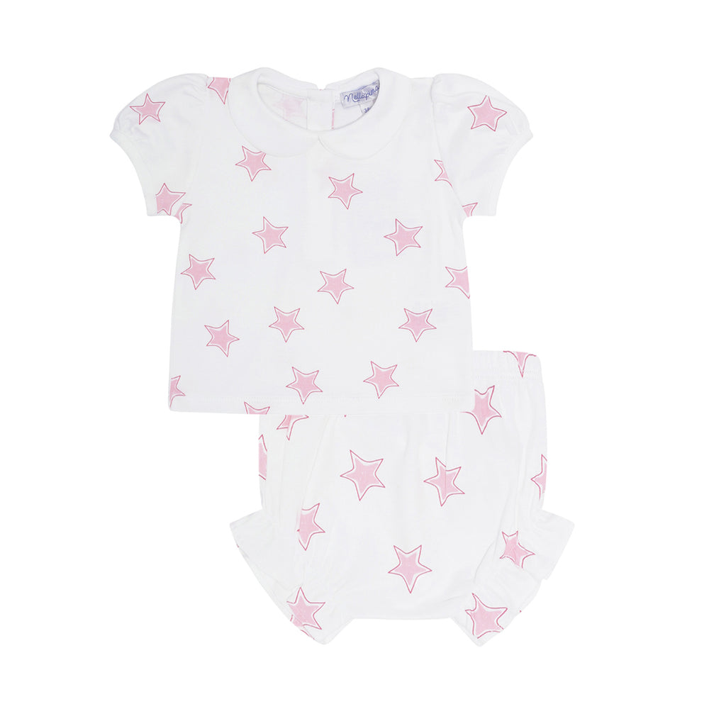 Pink Stars Print Diaper Cover Set