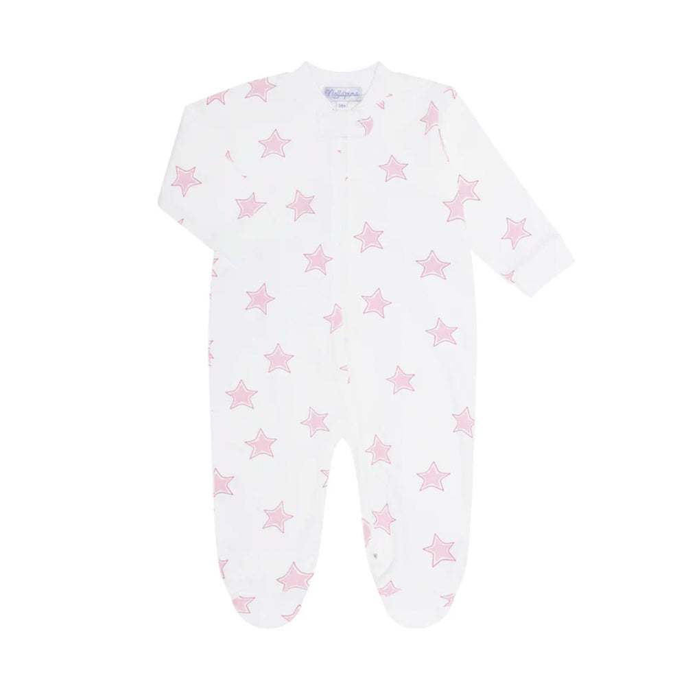 Pink Stars Zipper Footie