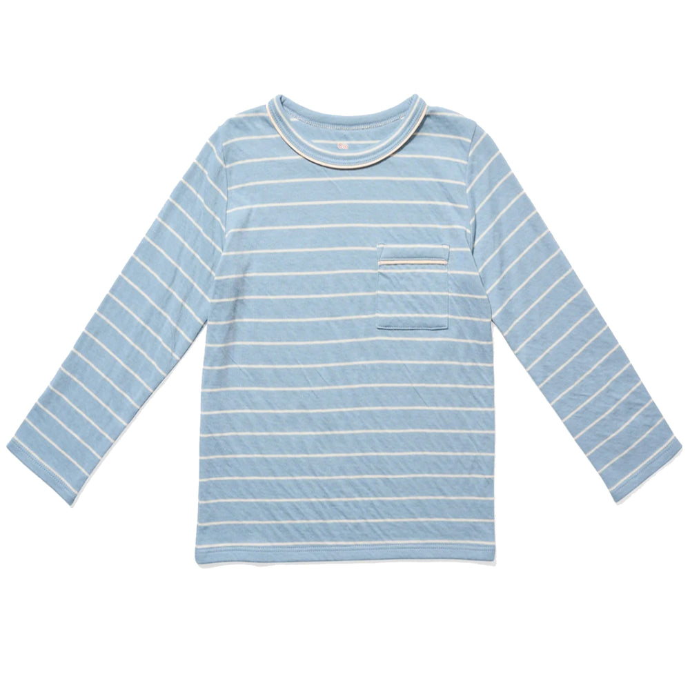 Edward T-Shirt Dusty Blue Fine Stripe