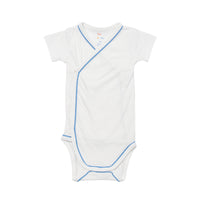 Short Sleeve Crossbody Onesie Blue Piping