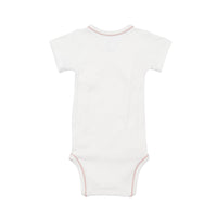 Short Sleeve Crossbody Onesie Pink Piping