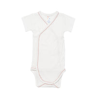 Short Sleeve Crossbody Onesie Pink Piping