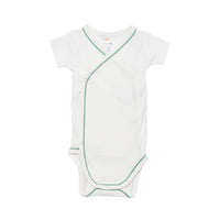 Short Sleeve Crossbody Onesie Seafoam Piping