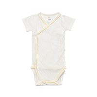 Short Sleeve Crossbody Onesie Yellow Piping