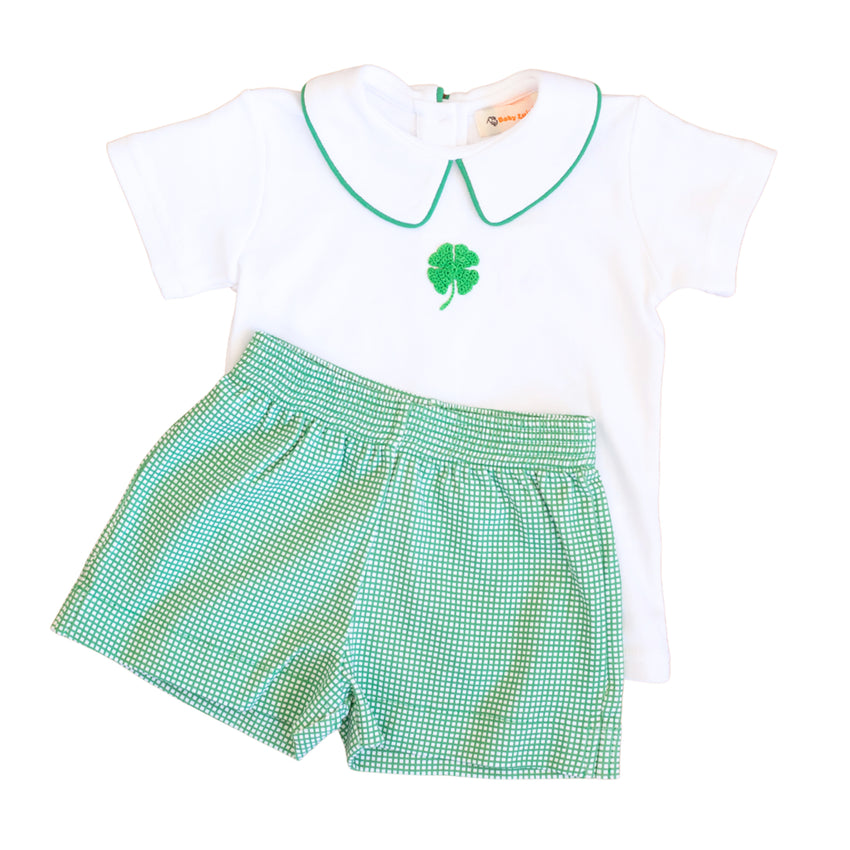 Boy's Crochet Shamrock Top and Short Set