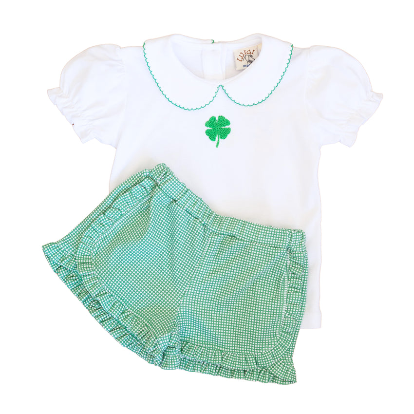 Girl's Crochet Shamrock Top and Short Set