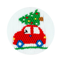 Holiday Car with Tree Red Check Bubble