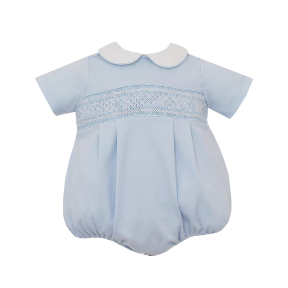 Smocked Blue Knit Short Bubble