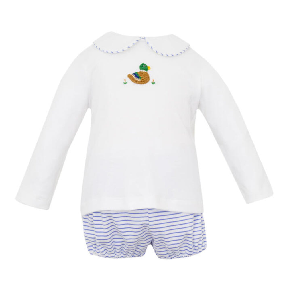 Mallard Blue Stripe Knit Short Set