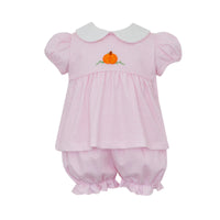 Pumpkin Pink Knit Gingham Bloomer Set