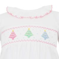 Pink Pastel Holiday Trees Knit Long Romper