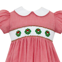 Holiday Wreath Red Check Dress