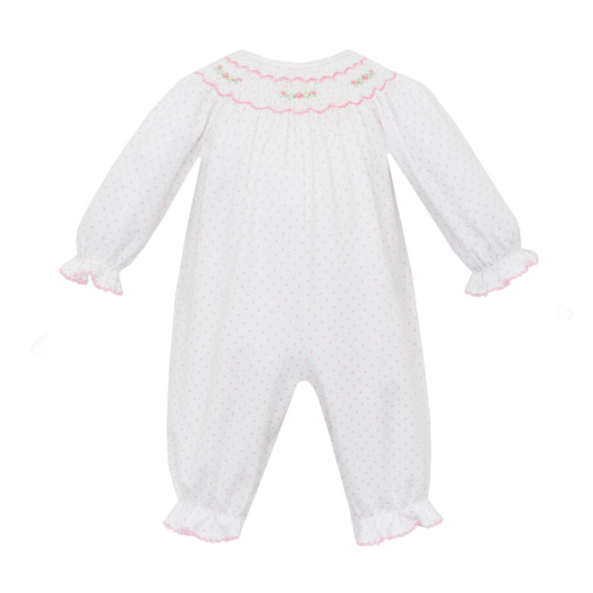 Pink Dot Knit Smocked Romper