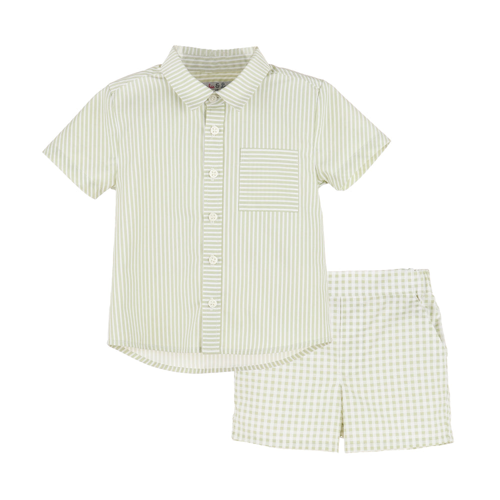 Fresh Green Gingham Short Set