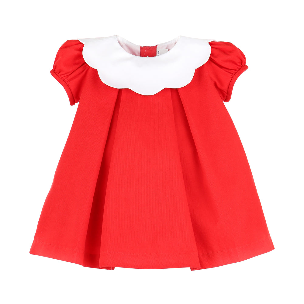 Scallop Red A-Line Dress