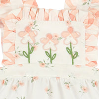 Watercolor Peach Flora Sunsuit