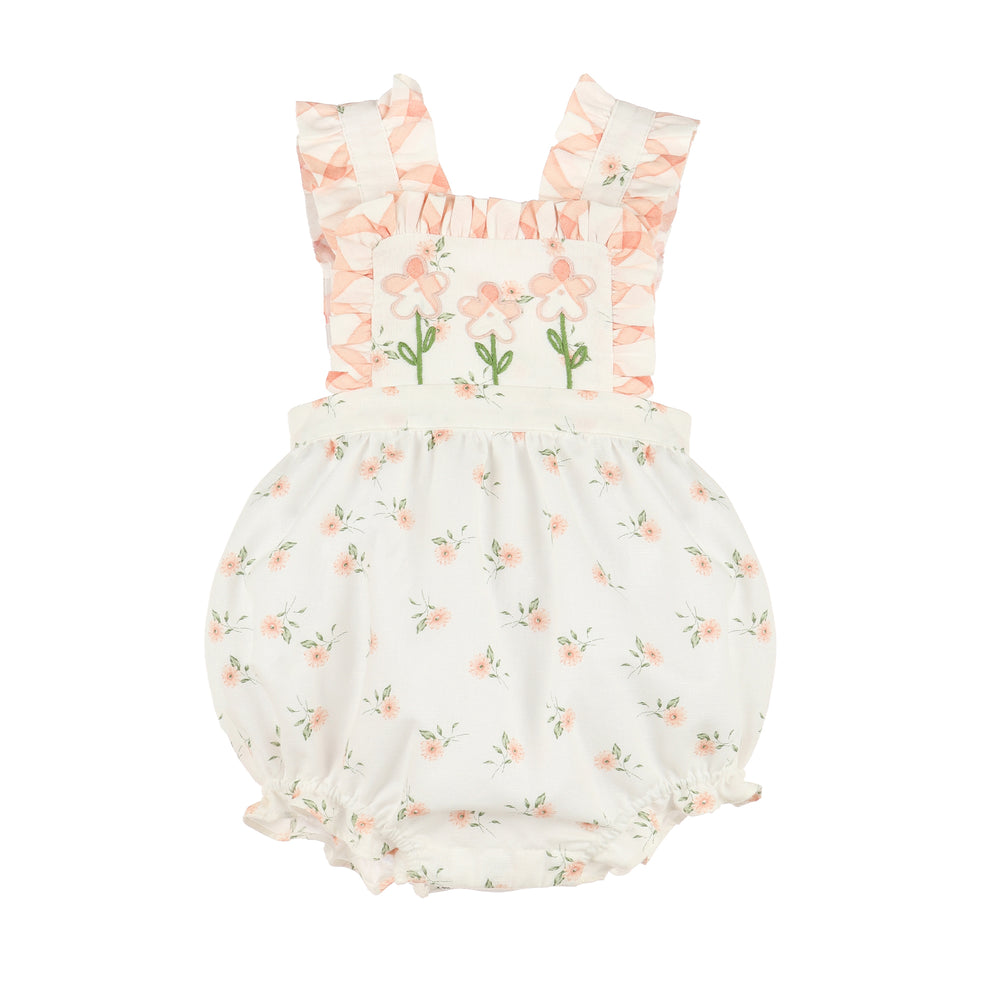 Watercolor Peach Flora Sunsuit