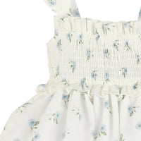 Watercolor Floral Smocked Sundress in Blue