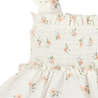 Watercolor Floral Smocked Sundress in Peach