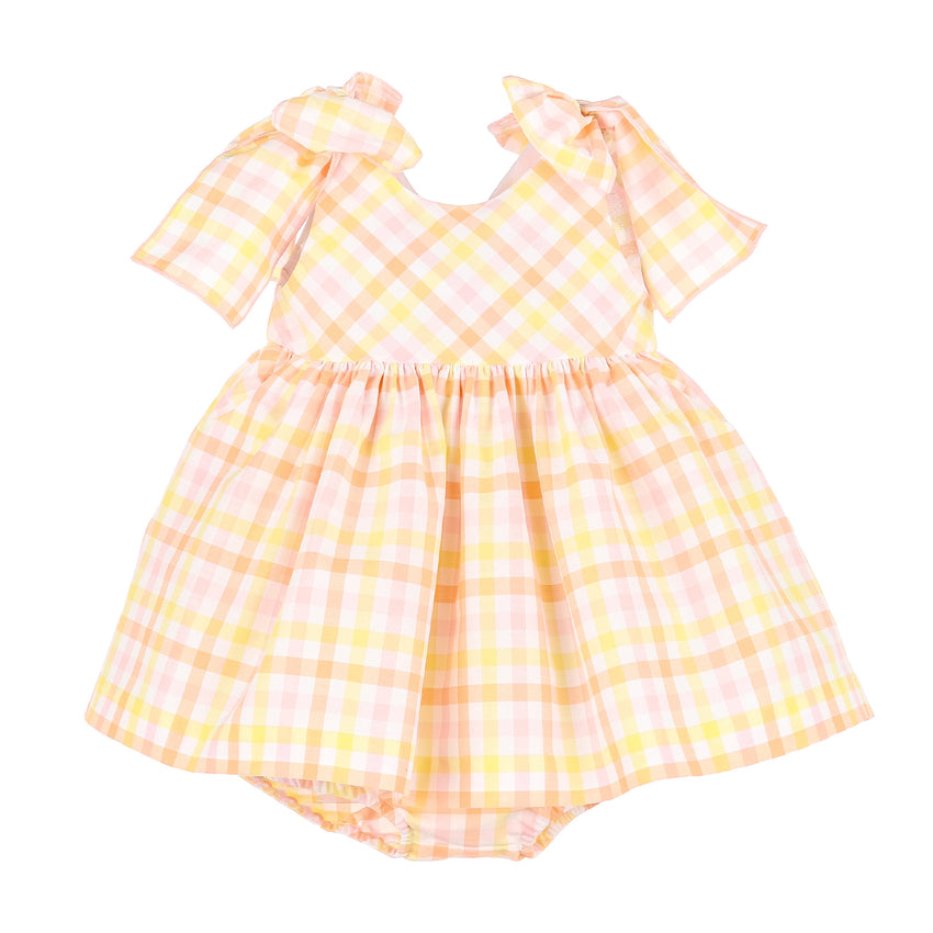 Pastel Bow Dress Pink/Yellow