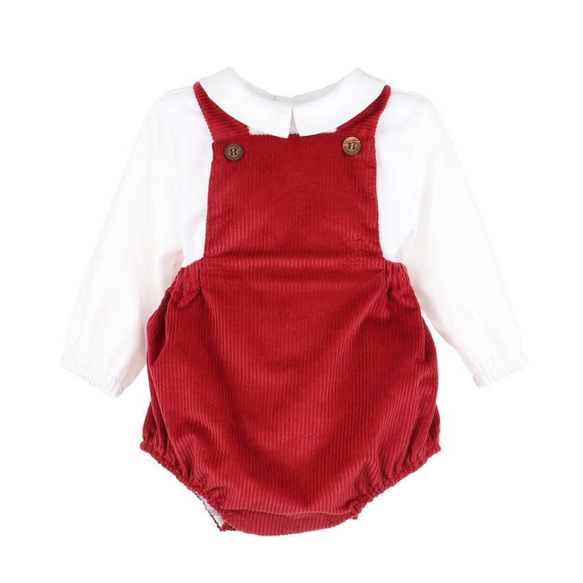 Patrick Plush Cord Cranberry Overall