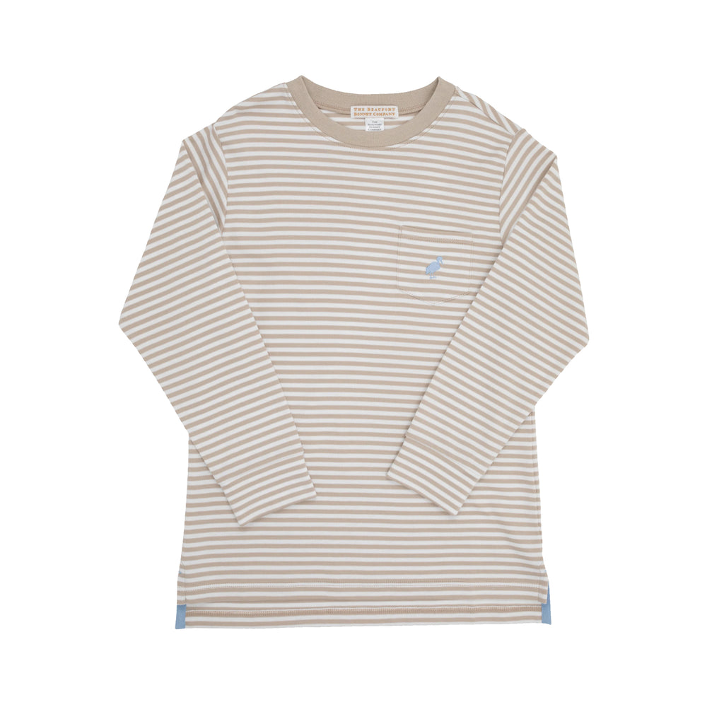 Keeneland Khaki Stripe LS Carter Crewneck