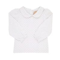 Maude's Peter Pan Shirt in Sandpearl Pink Microdot