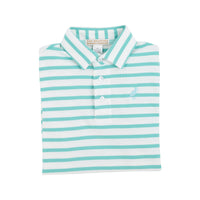 Prim and Proper Turks Teal Stripe Polo