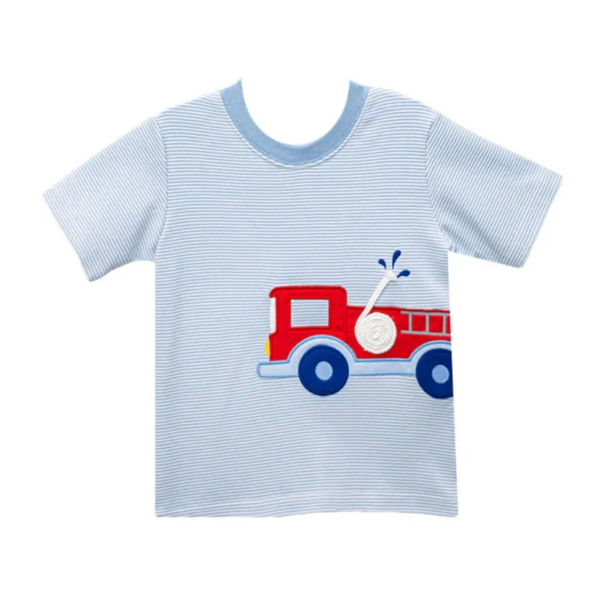 Firetruck Play T Light Blue Knit