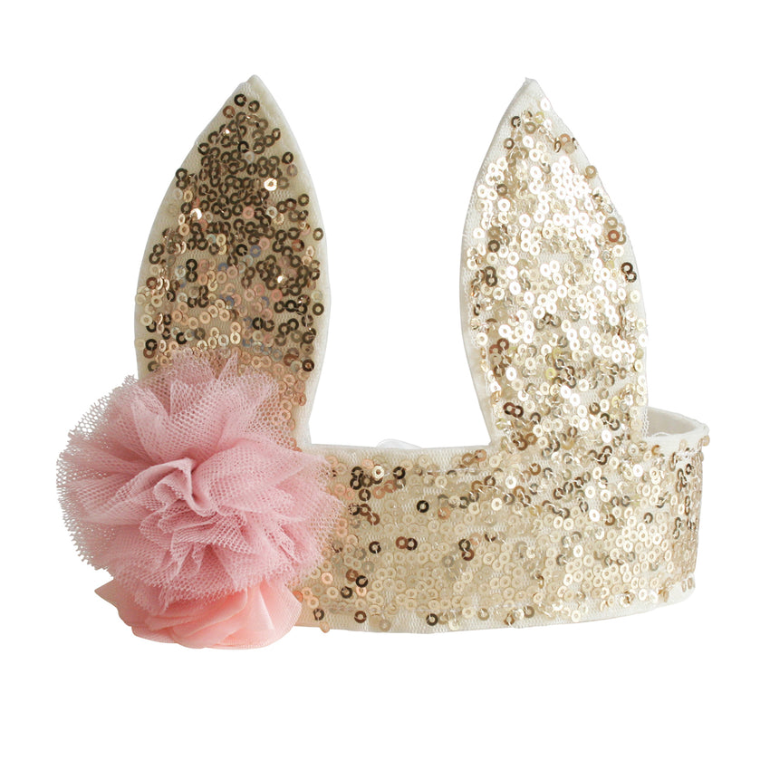 Gold Sequin Bunny Crown