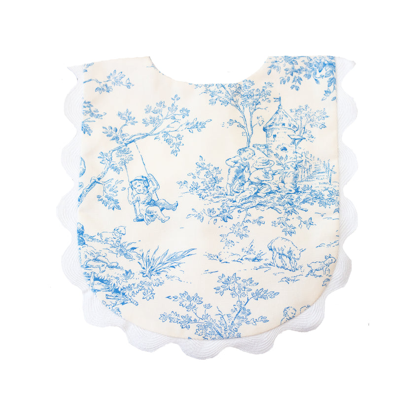 Blueberry Toile Ric Rac Bib