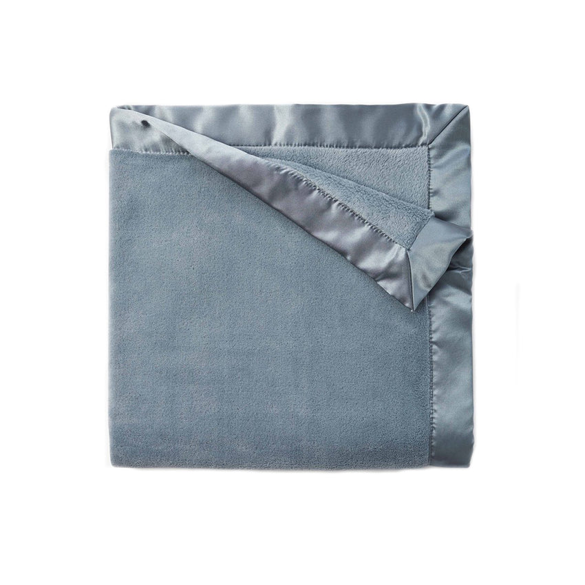 Light Teal Fleece Satin Trim Blanket