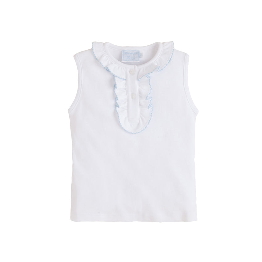 Ruffled Henley Light Blue