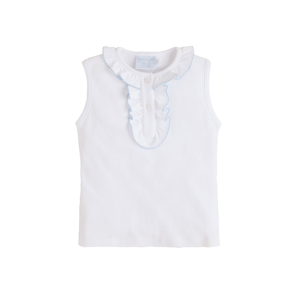 Ruffled Henley Light Blue